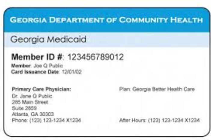 Sample Medicaid card.