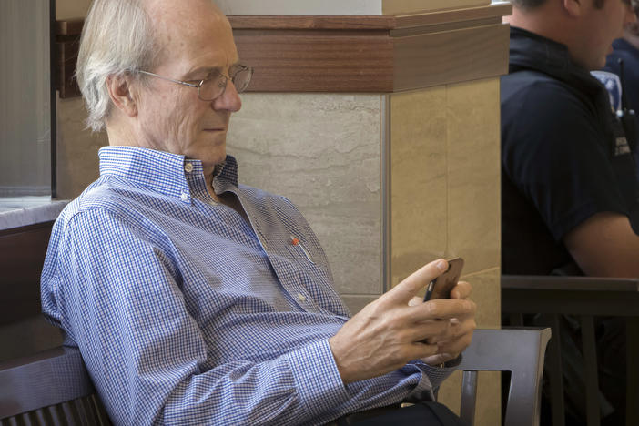 Midnight Rider star actor William Hurt waits outside a courtroom before being called as a witness during a civil trial at the Chatham County Court House in Savannah, Ga, Tuesday, July 11, 2017.