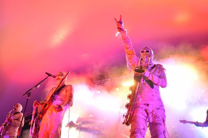 The mysterious and funky Here Come The Mummies will play the Stage on Bay Thursday