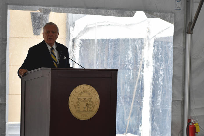 Former Gov. Nathan Deal speaks at the dedication of the Nathan Deal Judicial Center