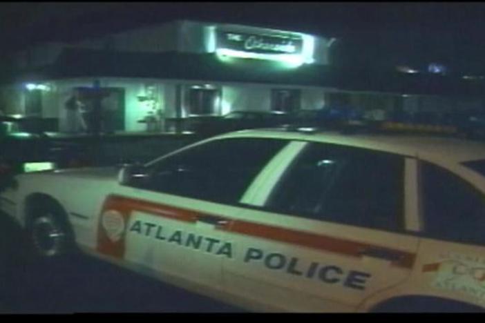 A screenshot from video of Atlanta police responding to a 1997 bombing at the Otherside Lounge.
