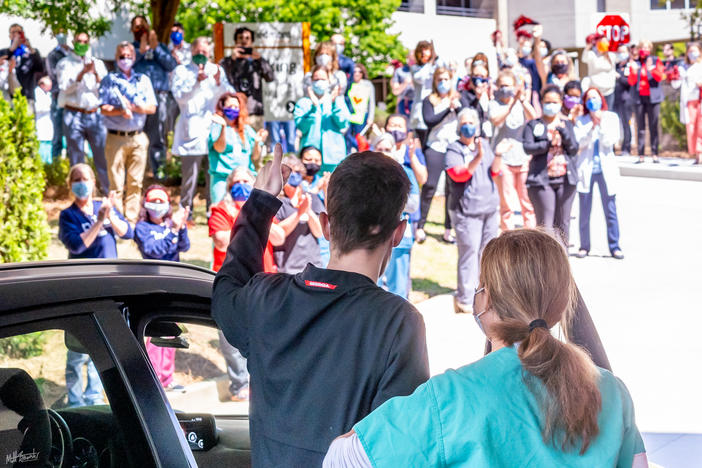 Jeremy Klawsky received a "hero's walk" after being discharged following his five-week battle with COVID-19.