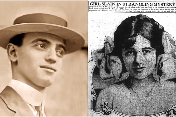 Leo Frank (left), a Jewish man from New York City, was convicted of the rape and murder of Mary Phagan (right) in 1915. Although his sentence was later commuted, Frank was lynched by a mob in Marietta shortly afterwards. 