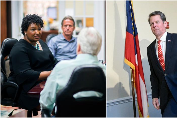 Georgia gubernatorial candidates Stacey Abrams, left, and Brian Kemp.