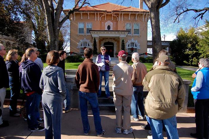 Rock Candy Tours co-founder Jessica Walden leads a tour in Macon, Georgia.