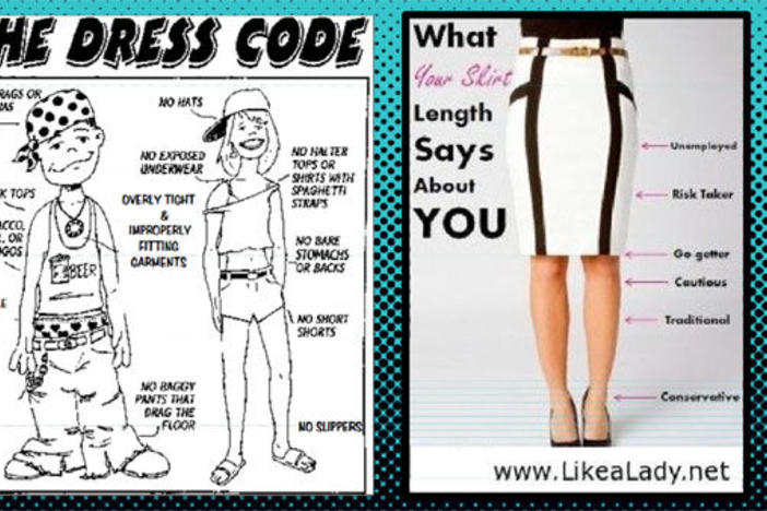 An image shown to students at Rome High school to explain new dress code requirements. 