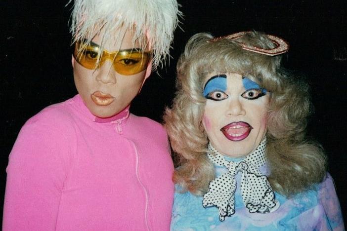 In the 1980s, RuPaul (left) and Rosser Shymanski costarred on The American Music Show, a weekly public access variety television program, produced in Atlanta.