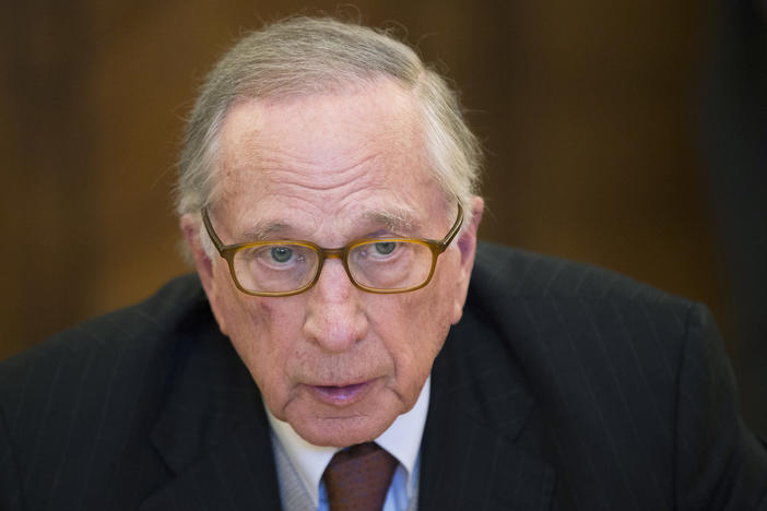 Former Georgia Senator Sam Nunn speaks during a meeting with Russian Foreign Minister Sergey Lavrov in Moscow, Russia, Wednesday, Feb. 24, 2016.