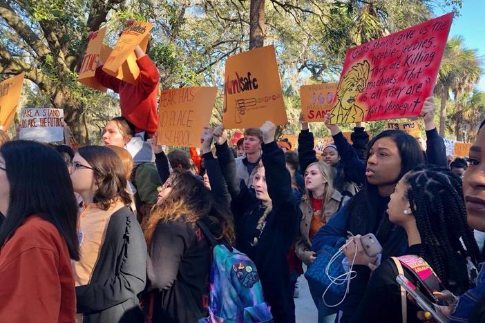 Savannah Arts Academy students during National School Walk-out.