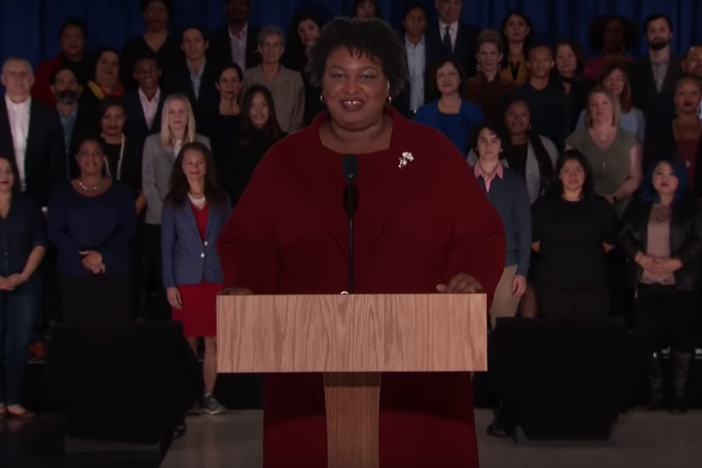 Democrat Stacey Abrams delivers the response to the State of the Union address in downtown Atlanta Tuesday, Feb. 5, 2019