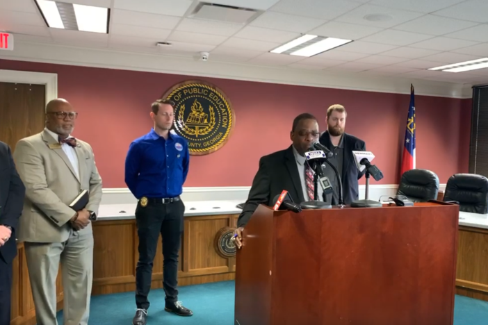 Bibb County Schools Superintendent Curtis Jones during a press conference on coronavirus Tuesday, March 10. 