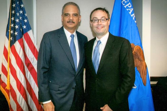 Bryan Sells with Attorney General Eric Holder at the U.S. Department of Justice in 2013.