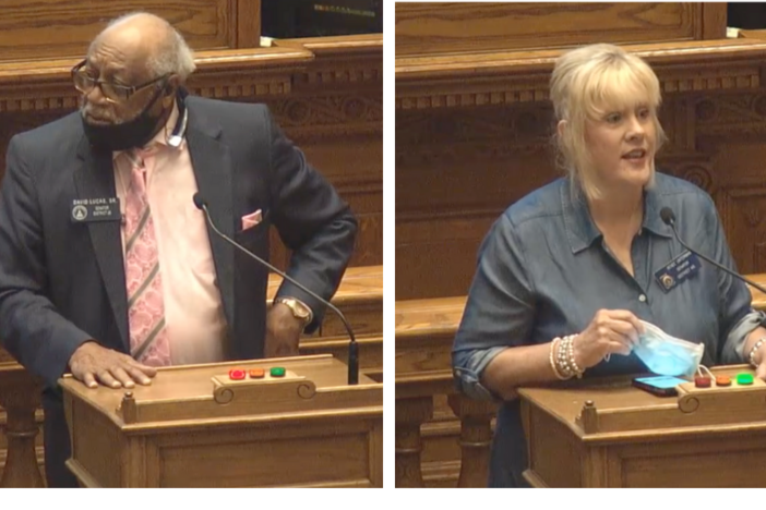 Sen. David Lucas and Sen. Renee Unterman spoke passionately about changes to the hate crimes bill.