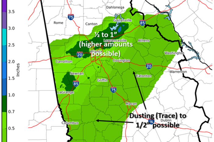 Friday-Friday night snowfall forecast.