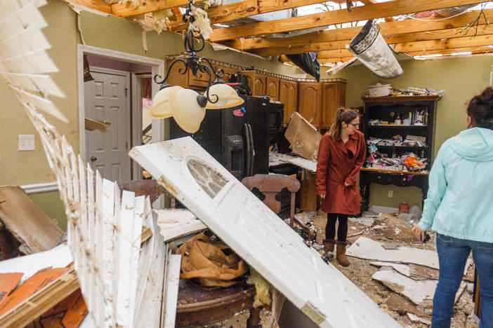 A home destroyed by a tornado in rural Crawford County near the city of Fort Valley. The family who lived there were away when the storm hit. 