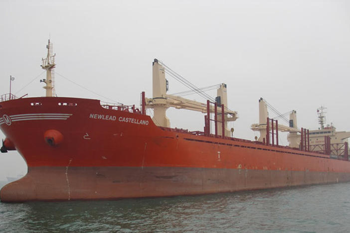 A cargo ship called the Newlead Castellano is currently stuck with its crew on board off the Georgia coast.