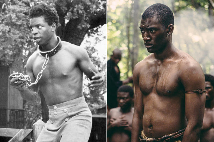 LeVar Burton (left) as Kunta Kinte in the 1977 version of Roots, and Malachi Kirby (right) in the same role in the 2016 remake. 