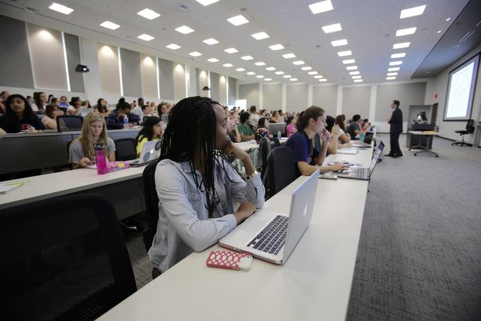 University of Georgia student Joy Maduka listens to a lecture in one of her classes.