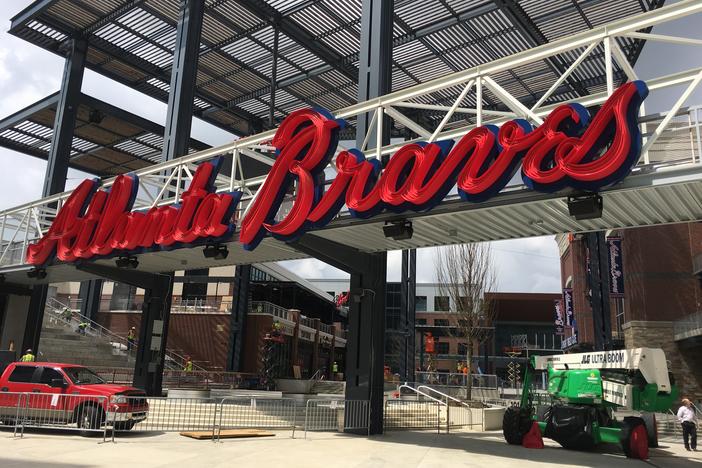 A view of SunTrust Park's plaza from The Battery