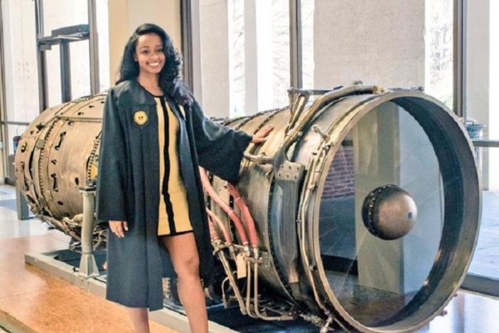 Aerospace engineer Tiffany Davis obtains a bachelor's degree in aerospace engineering and is currently working on a master's degree at Georgia Tech. 