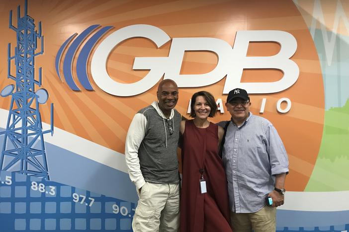 Tony Harris (left), Hector Fernandez (right) and Adam Ragusea (not pictured) joined Virginia Prescott for a conversation about modern manhood and fatherhood.