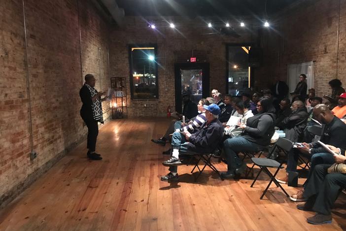 State Rep. Erica Thomas talks to residents in South Cobb about their plans to form a new city.
