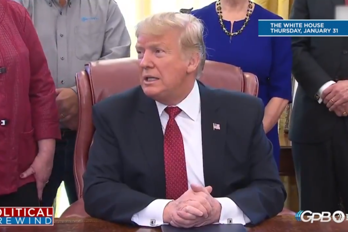 Donald Trump speaking at the White House Thursday, January 31, 2019.