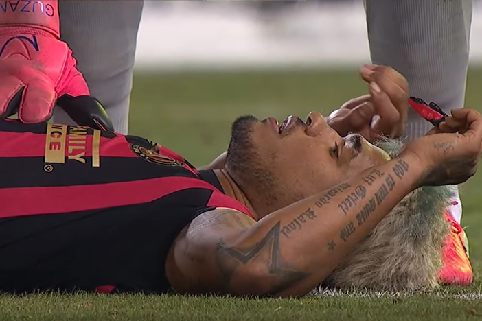 Josef Martinez suffered an ACL tear during Atlanta United's MLS season opener in Nashville on Feb. 29, 2020. 