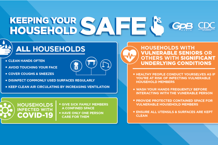 Here are tips that the CDC recommends Georgians know to decrease the spread of the coronavirus at home. For the latest news updates, government information, and resources go to GPB.Org/coronavirus.