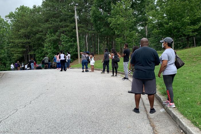 A common sight at Tuesday's polls in many Georgia counties; long lines, long wait times to vote. This photo from a polling location in metro Atlanta.