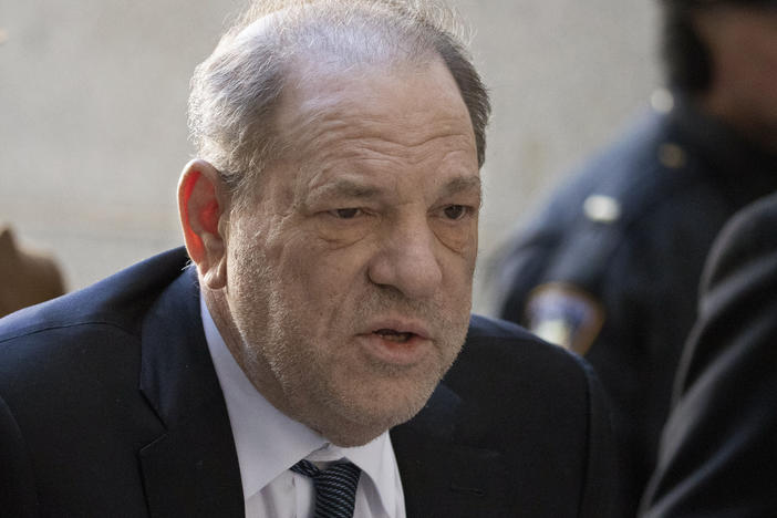 Harvey Weinstein arrives at a Manhattan court on Feb. 21, 2020, during jury deliberations in his rape trial in New York. Weinstein was found guilty and is serving a 23-year sentence for sexually assaulting one woman and raping another. He is appealing the verdict while also facing rape and sexual assault charges in Los Angeles.