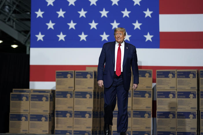 President Trump announces a new role for the Development Finance Corp. in May while touring Owens & Minor Inc., a medical supply company in Allentown, Pa.