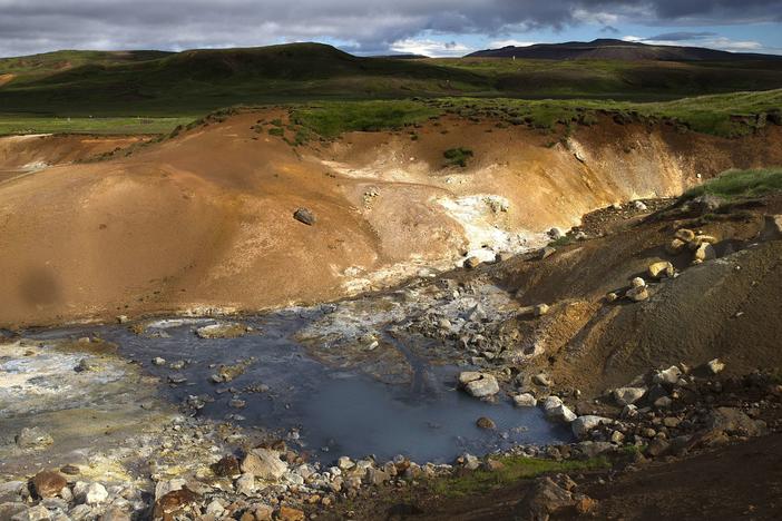 View of Seltun geothermal field in Krysuvik on the Reykjanes peninsula in southwestern Iceland on July 5, 2014.