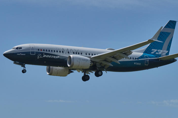 A Boeing 737 Max aircraft lands following a FAA re-certification flight on June 29, 2020 in Seattle, Wash. The 737 MAX has been grounded for commercial flights since March 2019 following two crashes.