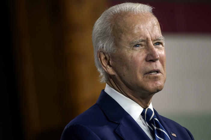 Presumptive Democratic presidential nominee Joe Biden, pictured on Wednesday, has raised questions about whether a senator leading an investigation into him is at the receiving end of a foreign influence operation.