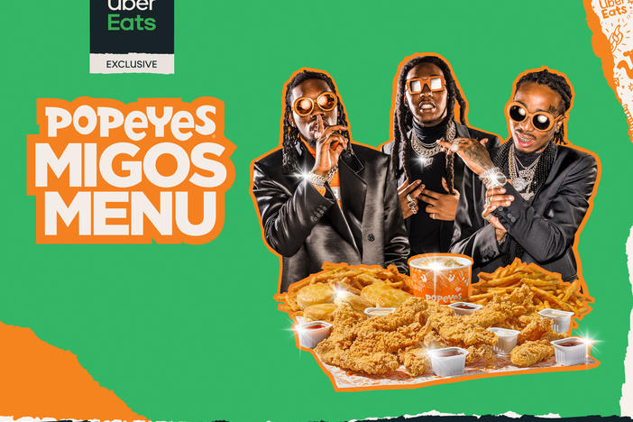 The Popeyes Migos Menu was the culmination of a temporary partnership between Migos and the Louisiana-based fast food restaurant, apparently stemming from the Atlanta hip-hop group's self-professed love for the chain's chicken.