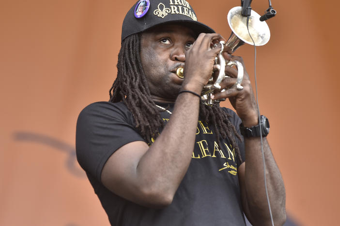 Shamarr Allen performs during the 2019 New Orleans Jazz & Heritage Festival 50th Anniversary at Fair Grounds Race Course on May 04, 2019 in New Orleans.