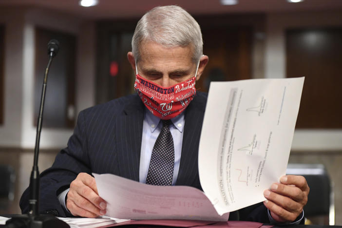 Dr. Anthony Fauci, director of the National Institute for Allergy and Infectious Diseases, prepares to testify before a Senate panel in June. Coronavirus cases could be on the rise in the Midwest, Fauci said Tuesday.