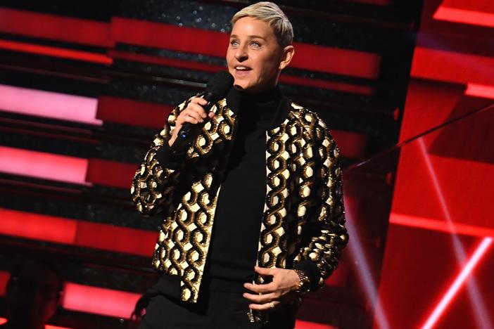 Talk show host and comedian Ellen DeGeneres onstage at the Grammys in January.