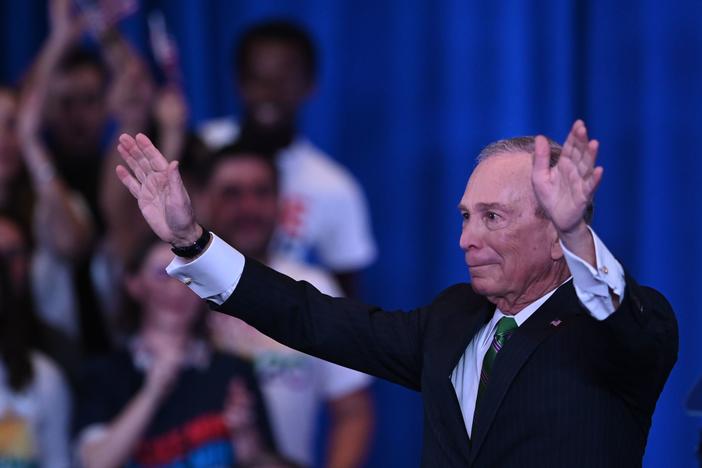 Mike Bloomberg, seen here speaking to supporters and staff in March in New York City, spent $1 billion of his own fortune to run for president but exited the race early on.