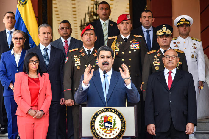 President of Venezuela Nicolás Maduro speaks at Miraflores government palace on March 12, in Caracas, Venezuela. Despite international pressure and attempts to remove him, the leader has clung to power.