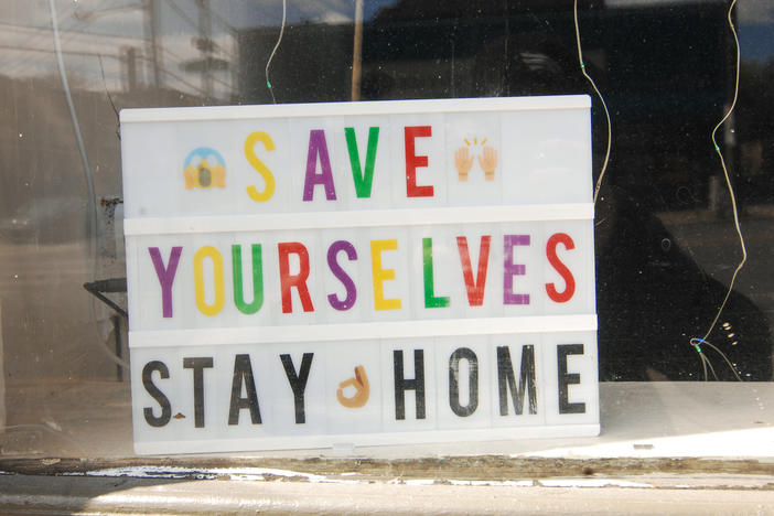 A mid-April sign in Philadelphia reminds passersby that current social distancing measures are for their own good.