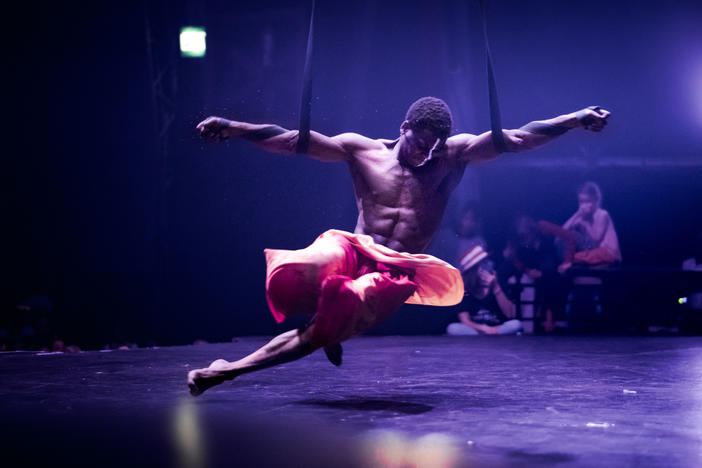 Phelelani Ndakrokra completes an aerial act at a Zip Zap circus show in Cape Town, South Africa.