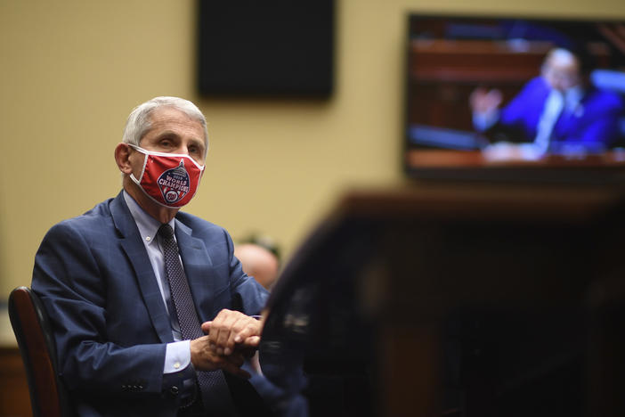 Dr. Anthony Fauci, director of the National Institute of Allergy and Infectious Diseases, listens during a House  subcommittee hearing on Friday.