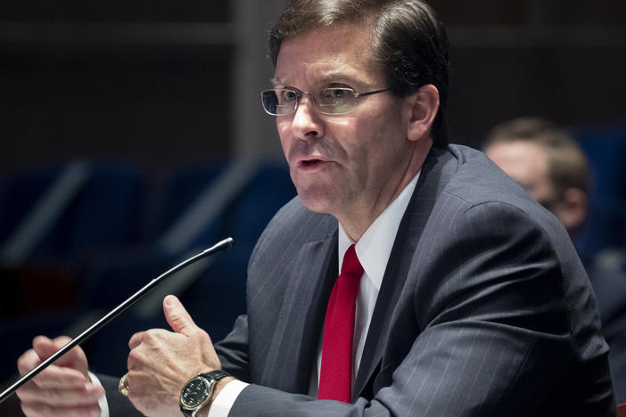 Defense Secretary Mark Esper, pictured last month, spoke with his Chinese counterpart Thursday amid strained relations between the two countries.