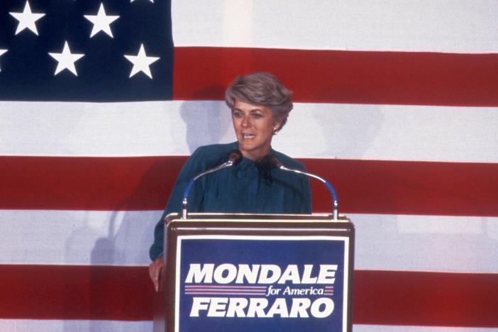 Geraldine Ferraro joined Democrat Walter Mondale's 1984 presidential campaign when he was trailing President Reagan badly in the polls.