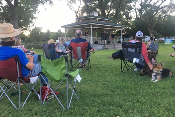 A local gospel quintet entertains Sterling residents on a recent Tuesday evening.