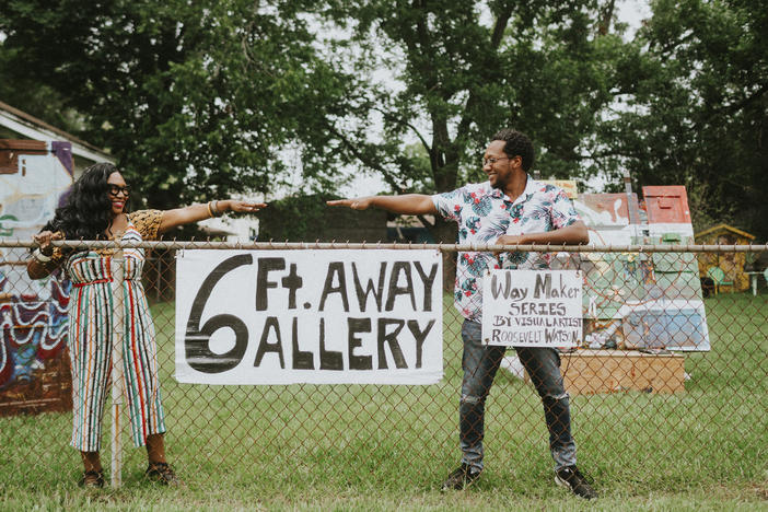 Artists Shawana Brooks and her husband Roosevelt Watson III started the 6 Ft. Away Gallery in their yard in Jacksonville, Florida. They created it as a way to showcase Roosevelt's art at a time when galleries were closed due to the pandemic.