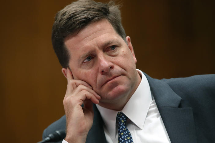 Jay Clayton, chairman of the Securities and Exchange Commission, testifies during a hearing on Capitol Hill in May 2019. At his 2017 confirmation hearing, Clayton pledged "zero room for bad actors in our capital markets," but enforcement of insider trading is at the lowest in decades.