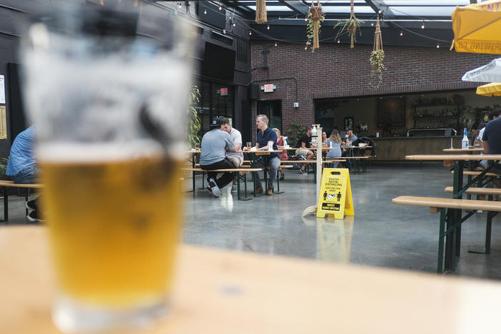 Restaurants and bars in Ohio, like this one in Columbus, are under orders to stop serving alcohol at 10 p.m. nightly.